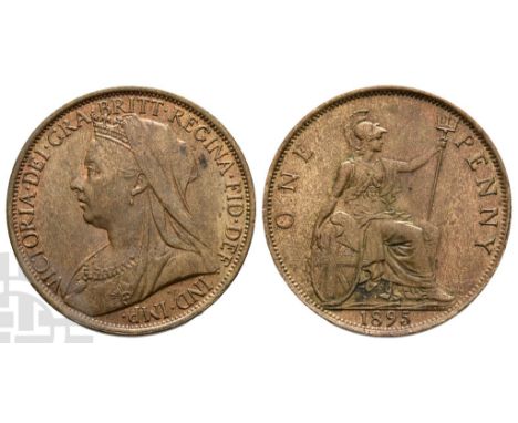 1837-1901. London mint. Dated 1895. Old Head type. Designs by Sir Thomas Brock and Leonard Charles Wyon. VICTORIA • DEI • GRA