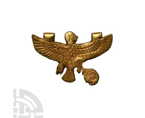 Late Period, 664-332 B.C. Finely detailed depiction of a human-headed ba-bird with outspread wings and the one preserved claw