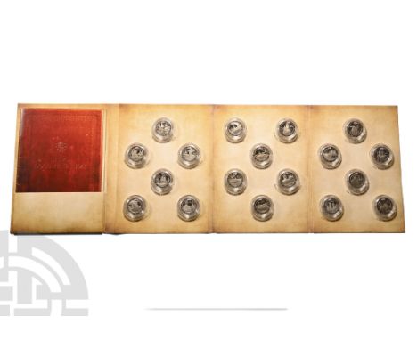 20th century AD. Including Eighteen [18] Five Pound coins, folder and booklet of information. Royal mint issue.  1008gr total