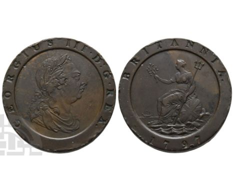 1760-1820. Soho (Birmingham) mint. Dated 1797. 'Cartwheel' type. Design by Conrad Heinrich Küchler. GEORGIUS III · D : G · RE