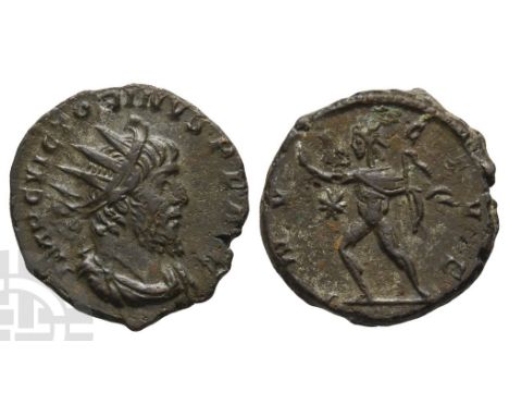 AD 269-271. Treveri mint; struck AD 269-270. IMP C VICTORINVS P F AVG, radiate, draped and cuirassed bust to right, seen from