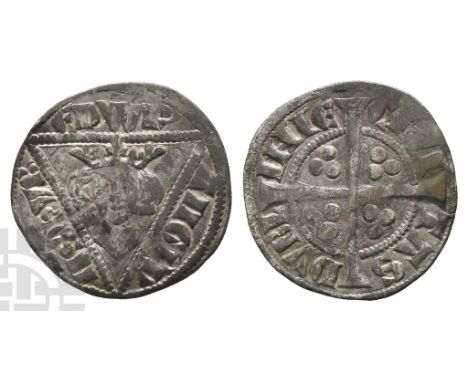 1272-1307. Dublin mint. Second coinage, struck circa 1279-1302. Early issues, class Ia. ЄDW R ANGL ' D-NS ҺУB, crowned facing