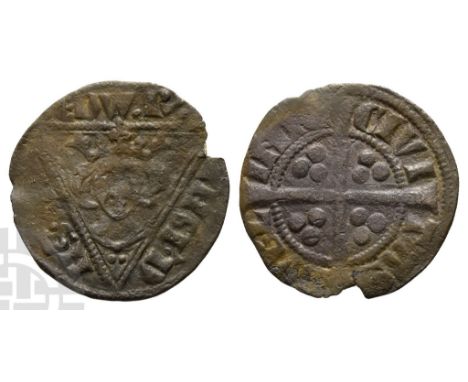1272-1307. Dublin mint. Second ('ЄDW') coinage, class Ia. Struck 1279-1284. ЄDW. R. ANGL .' D-NS • [ҺУB], facing bust; triple