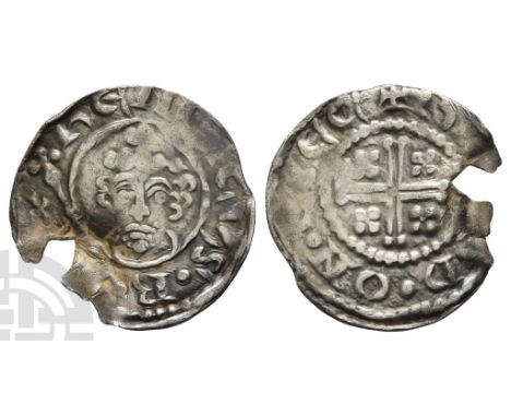 1154-1189. Exeter mint. Short Cross type. Class 1b. ҺЄNRICVS • R-ЄX, facing crowned head holding cross-tipped sceptre to left