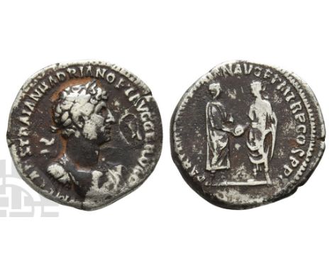 AD 117-138. Rome, AD 117. IMP CAES TRAIAN HADRIAN OPT AVG GER DAC, laureate, draped and cuirassed bust of Hadrian to right / 