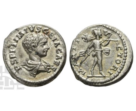 AD 198-209. Laodicea mint. Struck under Septimius Severus and Caracalla, circa AD 202-203. P SEPTIMIVS GETA CAES, bareheaded 