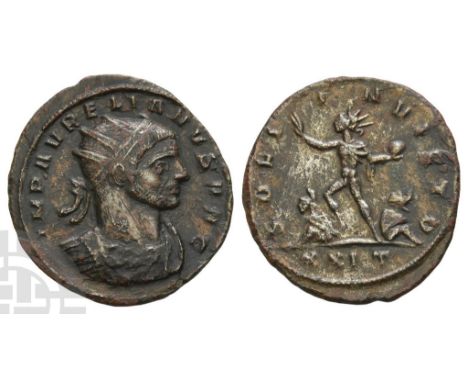 AD 270-275. Serdica mint; struck AD 274. 3rd officina. IMP AVRELIANVS AVG, radiate and cuirassed bust to right, seen from fro