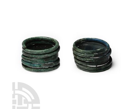 9th-11th century A.D. Each a scaphoid plaque with extensions coiled to form a finger ring. Cf. Griciuviene, E., Seliai. The S