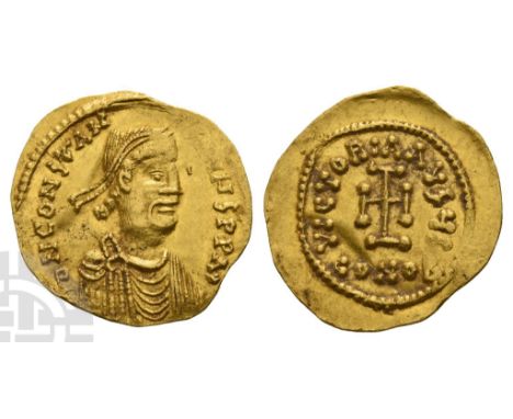 AD 641-668. Constantinople mint. ∂ N CONSTAN-[TI]NЧS P P AVI (AV ligate), diademed, draped, and cuirassed bust to right / VIC