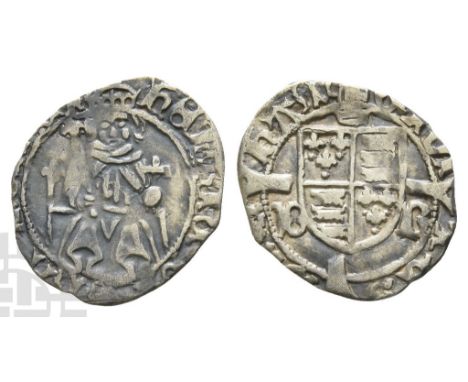 1485-1509. Durham mint; i.m: -. Richard Fox, archbishop. Sovereign type; struck 1494-1501. Henry enthroned facing, holding tr