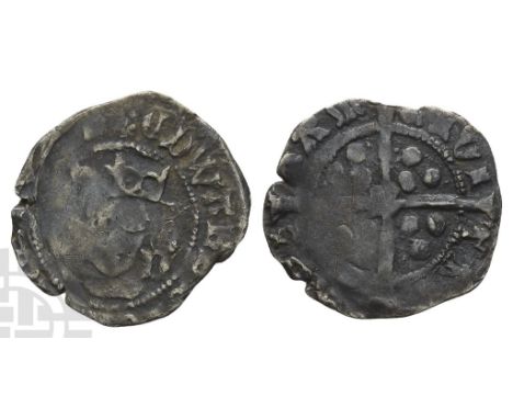 First reign, 1461-1470. Durham mint; i.m: rose. Lawrence Booth, bishop. Struck 1465-1470. Light coinage, type V. (Rose) ЄDWAR