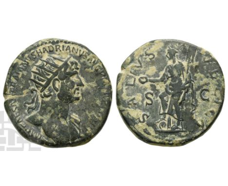 AD 117-138. Rome mint; struck AD 119-circa mid 120. IMP CAESAR TRAIANVS HADRIANVS AVG P M TR P COS III, radiate bust to right