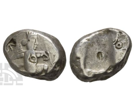 Circa 420-375 BC. Lydo-Milesian standard. Sardes or subsidiary mint. Type IV (middle) B. Persian king or hero, wearing kidari