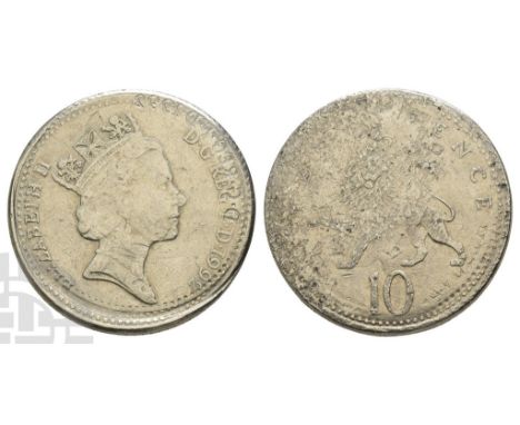 1952-2022. Royal mint. Dated 1992. Designs by Raphael David Maklouf and Christopher Ironside. ELIZABETH II D · G · REG · F · 