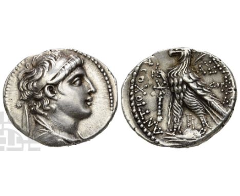 138-129 BC. Tyre mint. Dated SE 176 (137/6 BC). Diademed and draped bust to right / BAΣIΛEΩΣ ANTIOXOY, eagle standing to left