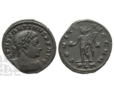 AD 307/310-337. London mint; struck AD 311-312. 1st officina. CONSTANTINVS P F AVG, laureate and cuirassed bust to right / CO