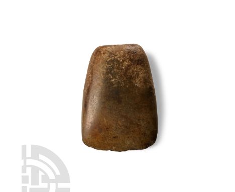 Neolithic Period, circa 4th-3rd millennium B.C. Squat with square butt and broad edge; with inked find spot legend 'Te / St. 