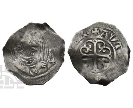 1135-1154. York mint; Authgrimr, moneyer. Struck circa 1136-1145. Watford type (BMC i). [..]X, crowned bust to right, holding