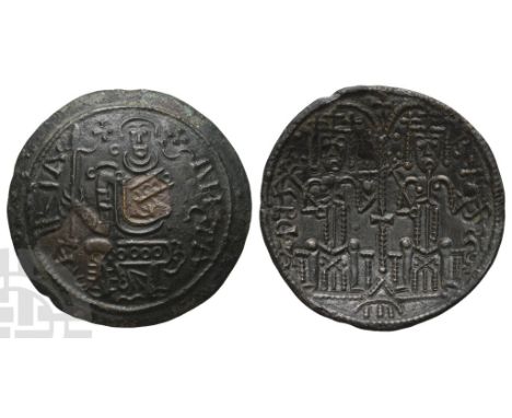 1172-1196. SANCTA MARIA, the Virgin seated facing, holding sceptre and infant Christ; crosses across upper fields / R-X BЄLA 