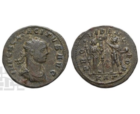 AD 275-276. Serdica mint; struck AD 276. 3rd officina. IMP C M CL TACITVS AVG, radiate, draped and cuirassed bust to right / 