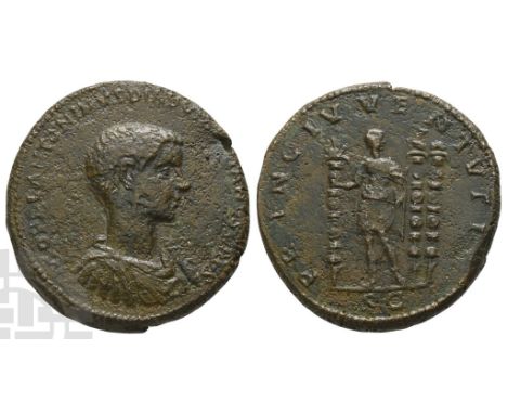 AD 217-218. Rome mint. 2nd emission of Macrinus, AD 217-218. M OPEL ANTONINVS DIADVMENIANVS CAES, bareheaded, draped, and cui