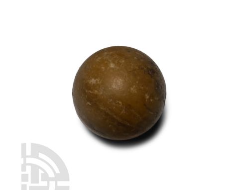 8th-7th century BCE. Spherical weight with letter inscribed. Hendin, Ancient Scale Weights -; Pondera -; Rochesnard -.  5.44g