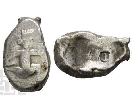 Circa 420-375 BC. Lydo-Milesian standard. Sardes or subsidiary mint. Type IV (middle) B. Persian king or hero, wearing kidari