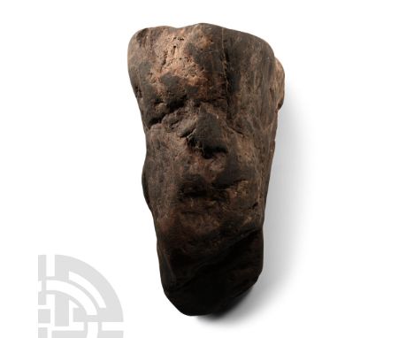 Neolithic Period, 3rd-2nd millennium B.C. or earlier. Natural stone block with lightly dressed surface, the narrow edge minim