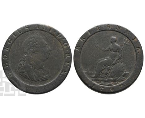 1760-1820. Soho (Birmingham) mint. Dated 1797. Design by Conrad Heinrich Küchler. Cartwheel type. GEORGIUS III • D : G • REX.