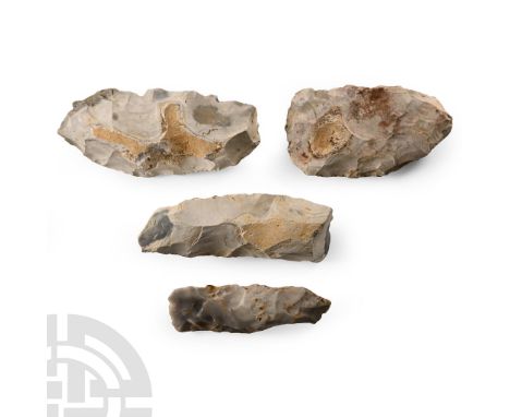 Neolithic Period, 4th-2nd millennium B.C. Biconvex in section with long cutting edges; each with inked find spot 'Troussencou