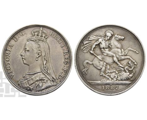 1837-1901. London mint. Dated 1887. Old Head coinage. Designs by Joseph Edgar Boehm and Benedetto Pistrucci. VICTORIA D: G: B