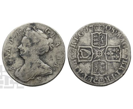 1702-1714. Edinburgh mint. Dated 1708. Fifth ('Edinburgh') bust. ANNA • DEI • GRATIA •, draped bust of Queen Anne to left, E*