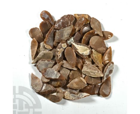 Neolithic Period, circa 6th-4th millennium B.C. Comprising mostly bifacial and uniface piriform and leaf-shaped flint and che