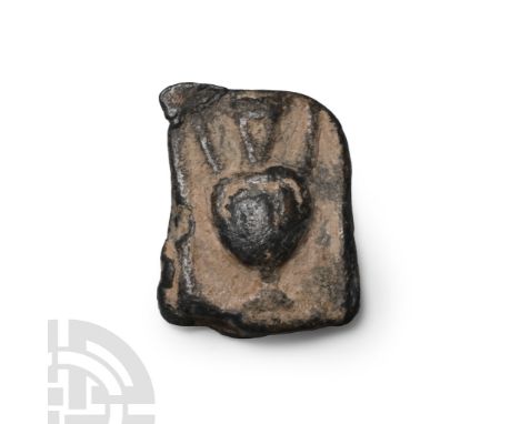 Circa 4th-2nd century B.C. Rectangular with low-relief amphora image to obverse.  2.9 grams, 16 mm (5/8 in.). [No Reserve]Fro