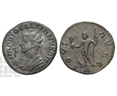 AD 290-291. Lugdunum mint. IMP DIOCLETIANVS AVG, radiate bust to left, wearing imperial mantle and holding eagle-tipped scept