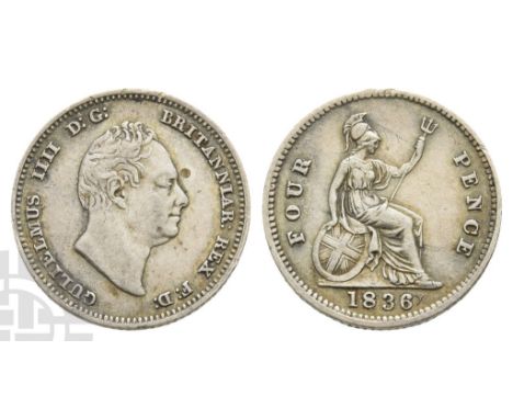 1830-1837. London mint. Dated 1836. Designs by William Wyon and Jean Baptiste Merlen. GULIELMUS IIII D: G: BRITANNIAR: REX F: