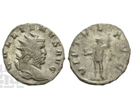 AD 253-268. Rome mint; struck AD 260-268. 1st officina. GALLIENVS AVG, radiate head to right / VIRTVS AVG, Mars standing to l