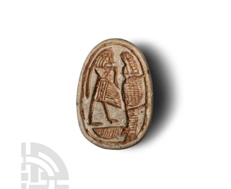 Second Intermediate Period, 17th-16th century B.C. Finely carved scarab with naturalistically detailed legs and head, the und