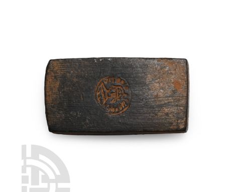 Armenia, 12th-13th century A.D. Rectangular panel, hollow to the rverse with attachment lug, incised die with profile crowned