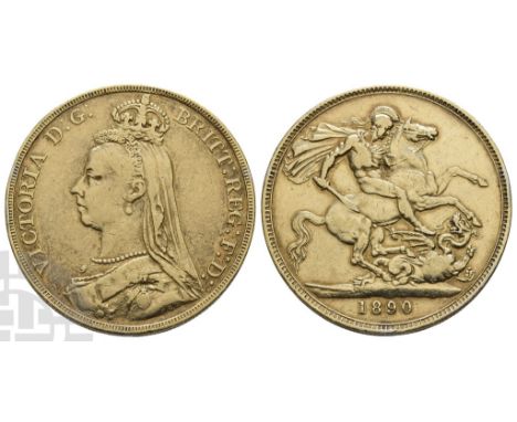 1837-1901. London mint. Dated 1890. Jubilee coinage. Designs by Joseph Edgar Boehm and Benedetto Pistrucci. VICTORIA D: G: BR