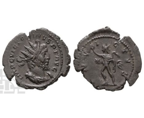 AD 269-271. Treveri mint; struck AD 270-271. IMP C VICTO[R]INVS P F AVG, radiate, draped and cuirassed bust to right / INVICT