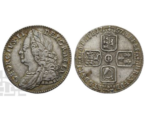 1727-1760. London mint. Dated 1757. Designs by John Tanner and Johann Ochs. GEORGIUS · II · DEI · GRATIA ·, laureate and drap