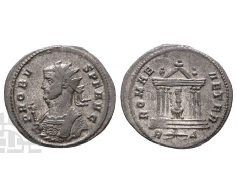 AD 276-282. Rome mint; struck AD 281. 4th officina. PROBVS P F AVG, radiate bust to left, wearing Imperial mantle and holding