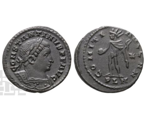 AD 309-337. London mint; struck AD 311-312. 1st officina. CONSTANTINVS P F AVG, laureate and cuirassed bust to right / COMITI