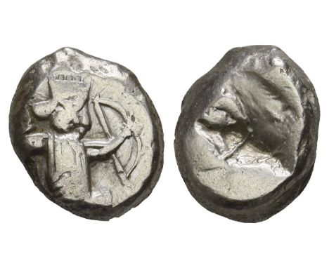 Circa 420-375 BC. Lydo-Milesian standard. Sardes or subsidiary mint. Type IV (middle) B. Persian king or hero, wearing kidari