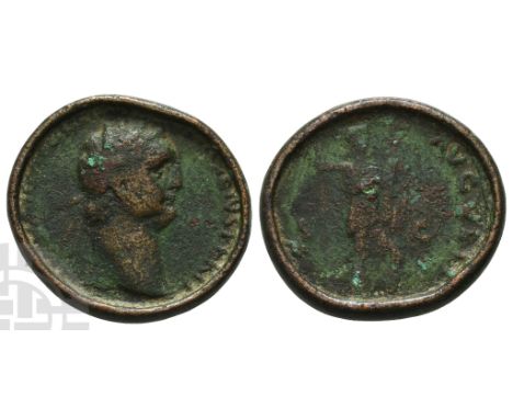 AD 81-96. Rome mint; struck AD 87. [IMP CAES DOMIT AVG GERM COS XIII] CENS PER P P, laureate head to right / [VIRTVTI] AVGVST