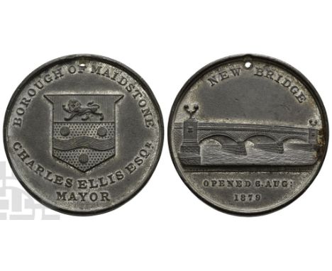 Dated 1879. Birmingham mint (R. Heaton and Sons). BOROUGH OF MAIDSTONE CHARLES ELLIS ESQR MAYOR, borough arms / NEW BRIDGE OP