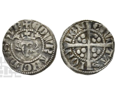 1272-1307. London mint. Class 1d. + ЄDW R ANGL’ DNS hyB, crowned facing bust / CIVI-TAS LON-DON, long cross with three pellet