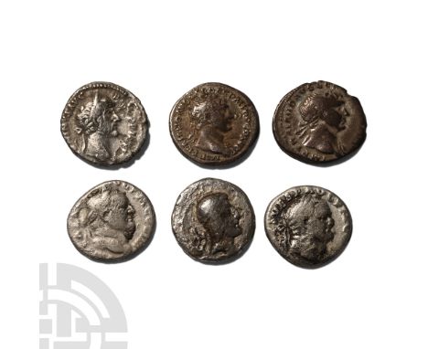 1st century BC-2nd century AD. Included five Roman Imperial and one Roman Republican Denarius.  15.95gr total, 16-19mm. (). [