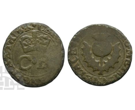 1677-1699. Edinburgh mint; struck 1642-1650. ♦ CAR • D G • SCOT • ANG • FRA • ET • HIB • R, crown over C • R / ♦ NEMO • ME • 